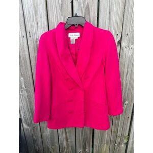 Barbiecore Power Suit Laura Henson Blazer 6P Pink Vintage Shawl Collar